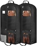43" Sacs pour vêtements lourds pour les voyages 6.5" Sacs de costumes pour rangement en placards 2 Poignées Sac de vêtements suspendus avec housse pour chemises, manteaux, robes de poche paquet de 2