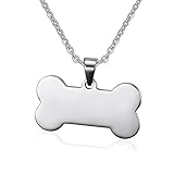AOCHEE Stainless Steel Dog Tag Necklace Bone Shaped Pendant Necklace Pet Lover Jewelry Gift