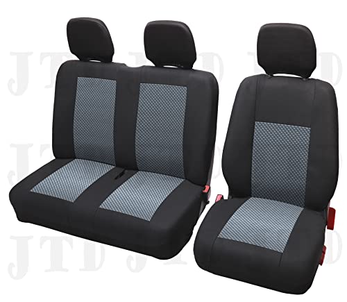 Housses de sieges, Housse Couverture Couvre Sieges pour Camion Camionnette Van Bus 2 + 1 Noir Gris Cover