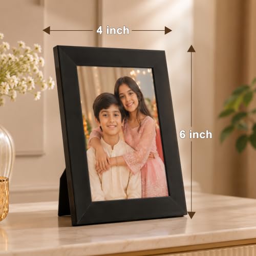 Image of Art Street Wood Customized Tabletop Photo Frame With Photo Upload, Rakshabandhan, Birthday, Rakhi, Rectangular Gift for Husband, Couple, Brother, Sister, Parents New (4x6 Inch, Black)