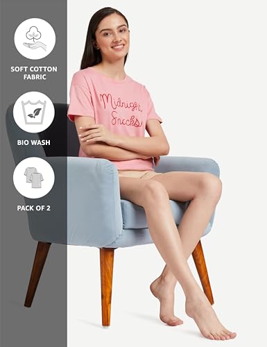 Image of Amazon Brand - Symbol Women Cotton Stretch Regular Fit Round Neck Half Sleeve T-Shirt (Available in Plus Sizes)