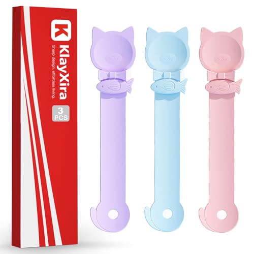 KlayXira 3 Pack Cat Treat Feeder Spoon, Squeeze Dispenser for Lickable Puree Strips and Wet Food, Mess-Free Feeding Tool for Kittens, Adult and Senior Cats