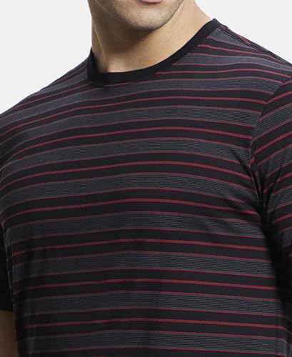 Image of Jockey 2715 Men's Super Combed Cotton Rich Striped Round Neck Half Sleeve T-Shirt