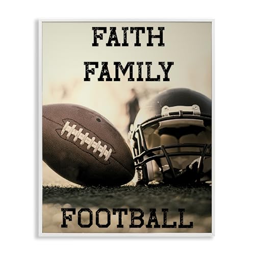 Poster encadré Faith Family Football Stupell cadre blanc robuste fabriqué aux USA