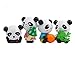 Lauren 28 Pack Plastic 3D Panda and Emulation Bamboo Cake Toppers Decorations for Birthday Theme Party