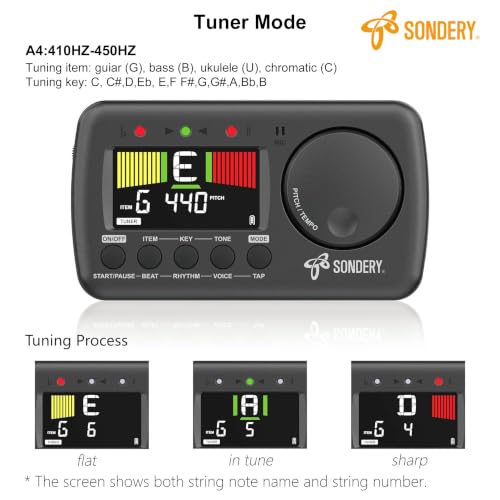 Sondery Digital Vocal Metronome Tuner Rechargeable for Guitar Bass Violin — view 2