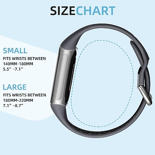 CeMiKa Correas Silicona Compatible con Correa Fitbit Charge 5/Correa Fitbit Charge 6, Bandas Ajustable Impermeable Deportivas Suaves Transpirables para Correa Charge 5/Charge 6, Pequeño Ggrande - imagen 5