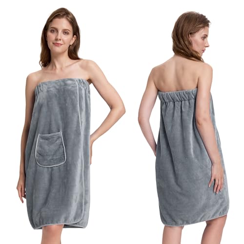 Image of PJGGZ Towel Wrap for Women, Three Adjust Clasps Closure Bath Wraps After Shower Spa Sauna Bathrobe(Available in Plus Size)