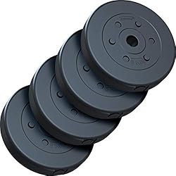 Decathlon Discos Fundicion ScSPORTS® Juego de Discos de Pesas – 20 kg, Platos 4 x 5 kg, 30/31 mm, Plásticos, Respetuoso con el Suelo, Silencioso, Negro - Set de Discos de Peso, Musculación, Fitness