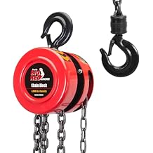 Big RED TR9020-1 Torin Manual Hand Lift Steel Chain Block Hoist with 2 Hooks, 2 Ton 4,000 lb. Capacity, 8ft/2.5m Red