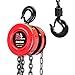 Big Red TR9020 Torin Manual Hand Lift Steel Chain Block Hoist with 2 Hooks, 2 Ton (4,000 lb) Capacity