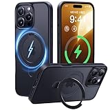 【8年間の技術結晶！4in1超万能モデル】CASEKOO iPhone 16 Pro Max 用 ケース 米軍MIL規格 横縦両立 指紋防止 マット仕上げ 最大25W充電対応 MagSafe対応 黄変防止 半透明 ストラップホール付き ワイヤレス充電対応 いphone16promax 用 ケース 6.9インチ「MagicStand」(ブラック)