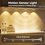 LED Motion Sensor Puck Lights, Small Rechargeable Under Cabinet Light, Dimmable Daylight White Closet Lights, Wireless Under Cabinet Lighting for Drawer, Kitchen (4 Pack)