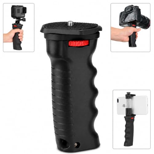 Image of Universal Camera Hand Grip with 1 /4-Inch Screw Mount | Ergonomic Anti-Slip Handheld Stabilizer for DSLR, Mirrorless Camera, Camcorder, Action Camera, Phone Holder & LED Video Light
