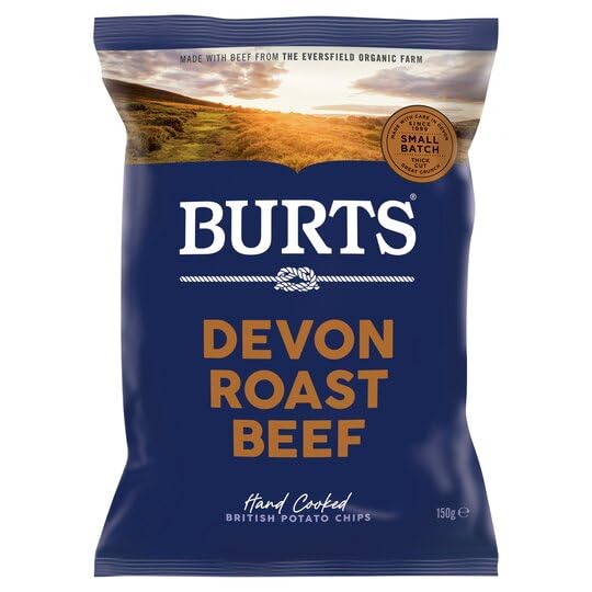 Burts Crisps Hand Cooked Potato Chips 20 X 40G Full | KV&C BRANDED BOX | (Devon Roast Beef)