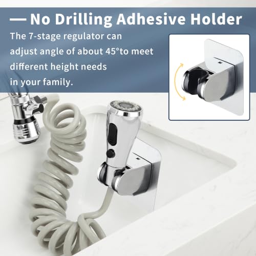 Image of CECEFIN Kitchen Sink Sprayer Hose Attachment, Recoil Hose & Holder, Pressurized Water Saving Aerator & Diverter Valve, Faucet Sprayer Attachment Set