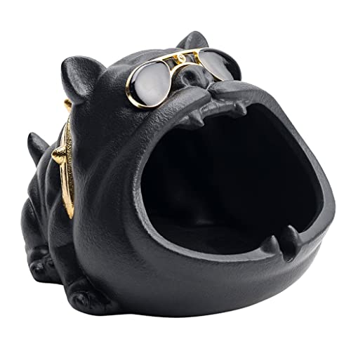 JIAYE Cenicero de Cigarrillos, cenicero al Aire Libre, cenicero de cerámica, Adecuado for ceniceros for la Mesa de la Oficina en el hogar (Negro con Oro) (Color : Black)