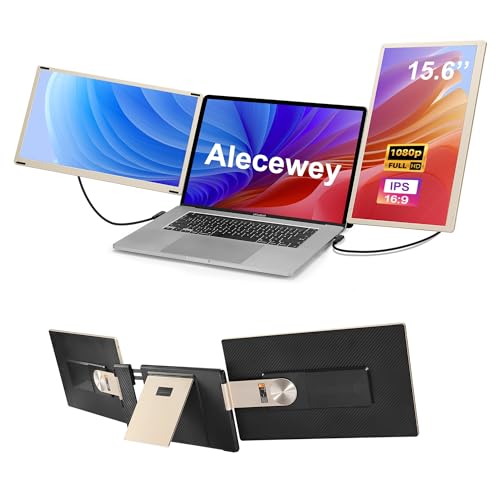 Image of Alecewey 15.6 inch FHD 1080P Laptop Screen Extender Portable for 12-17 inch Laptops | Triple Screen Extender Monitor USB-C /HDMI Plug-Play for Windows, Mac,15.6 inch Detached Dual Portable Monitor for Laptop