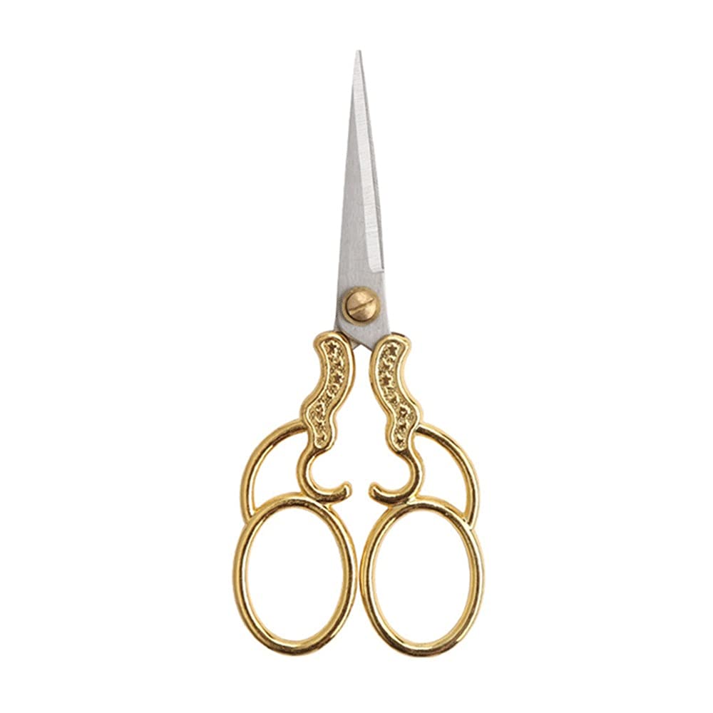 Tijeras de cocina Tijeras de costura profesionales de acero inoxidable Tijeras de bordado vintage Tijeras de sastre para manualidades (Oro)