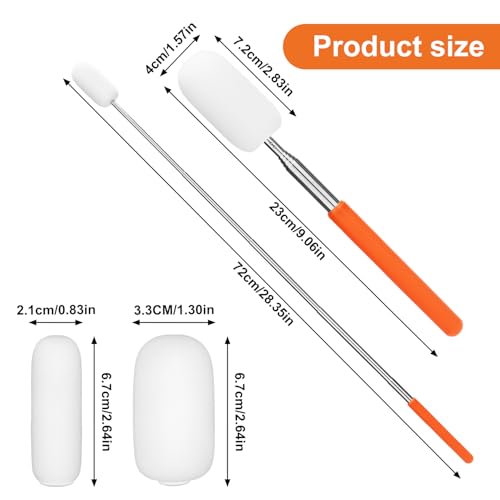 Image of Gosknor Telescoping Sponge Pottery, Retractable Clay Tool Sponges on Stick Extend up to 28.35in Telescoping Sponge Sticks for Pottery (Orange)