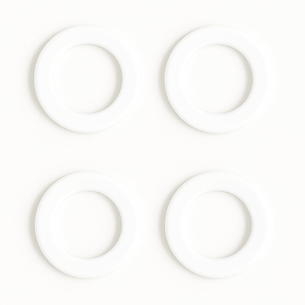 4 pcs 1" Silicone Flat Washers – White Sealing Gaskets & Wave Lock O-Rings for Bellows, Hose Fittings, Leak-Proof Plumbing