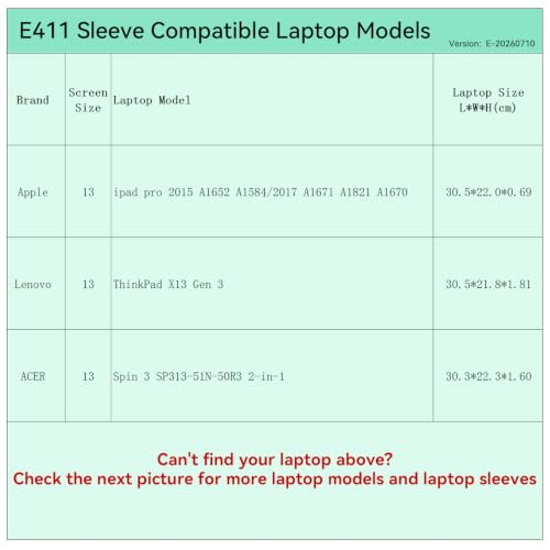 Image of Smatree Elite Laptop Sleeve for 13 inch Apple iPad Pr /Lenovo ThinkPad | for 13 inch Apple iPad Pro 2025 /2017 A1821, Lenovo ThinkPad X13 Gen 3, Protective Laptop Case with Pocket(E411)