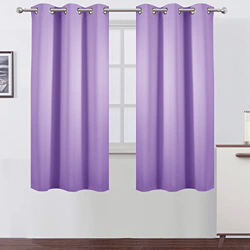 Image of LEMOMO Lavender Blackout Curtains 38 x 63 Inch Length /Set of 2 Curtain Panels /Thermal Insulated Room Darkening Blackout Curtains for Bedroom