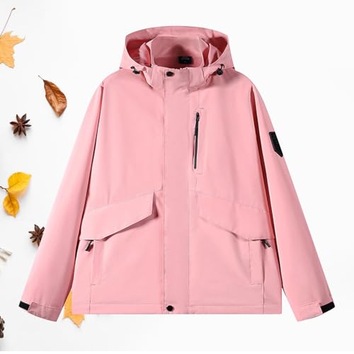 Chaqueta impermeable mujer talla grande con capucha cortavientos softshell para senderismo 2