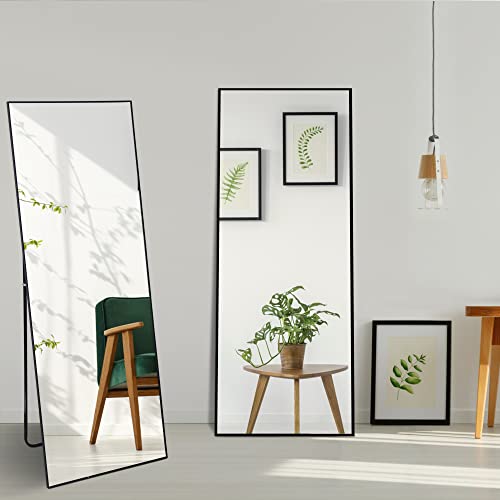 Beauty4U 65"x23.6" Full Body Mirror Oversized Floor Mirror for Home Gym, Standing Full Length Mirror Long Mirror for Bedroom, Stand Up Leaning or Wall Mounted, Black