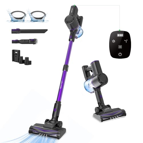 Vactidy V8 Pro Aspiradora Sin Cable,25Kpa Menor Ruido Escoba Aspiradora Sin Cable,Autonomía 40 Mins, Batería Extraíble, Cuatro Etapas de Filtración, 3-en-1 Aspirador Vertical para Mascota, Suelo