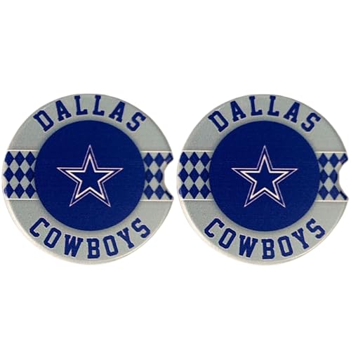 Fan Creations Dallas Cowboys of Set of 2 Car Coasters Removable Absorbent Ceramic Stone Coasters - Ideal Gift for Students, Alumni and Everyday Fan - Show Your NFL Team Spirit
