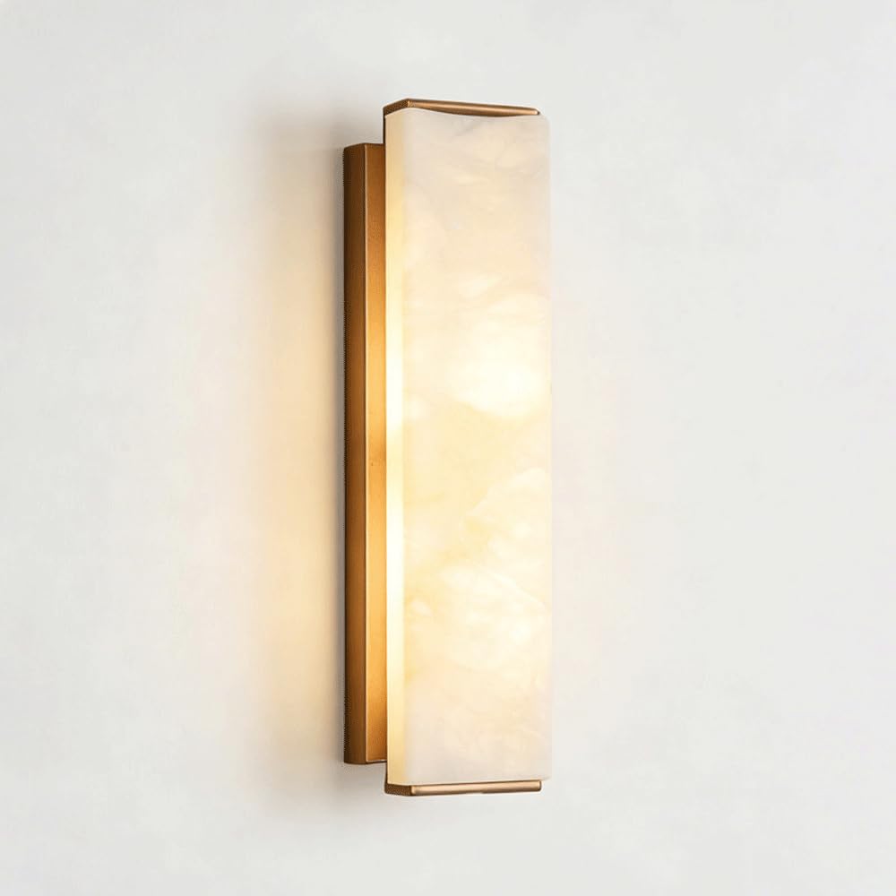 HUAYUSEDF Alabaster Wall Sconce-23.62IN Natural Marble Lights Stone Lighting for Living Room Modern 3000K Spain Lamp White Vanity Light for Dining,Bedroom,Stairs