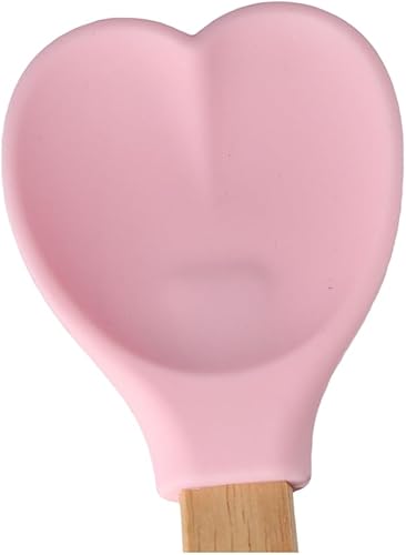 Miniatura 4 de Espátulas de silicona en forma de corazón, espátula de madera para hornear con mango de madera para mezclar cocinar, hornear, revolver, servir
