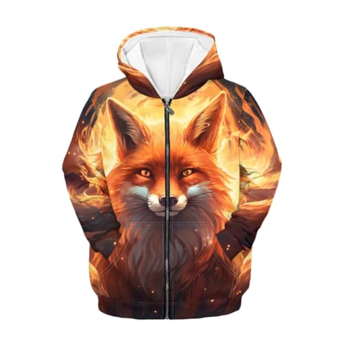 Kids Cool Wolf 3D Print Zip Up Hoodies Boy Girl Hooded Sweatshirt with Packet