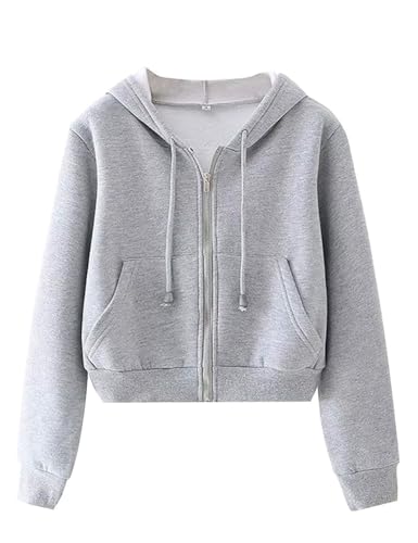 PUWEI Women's Tie Dye Long Sleeve Drawstring Crop Hoodie Zip