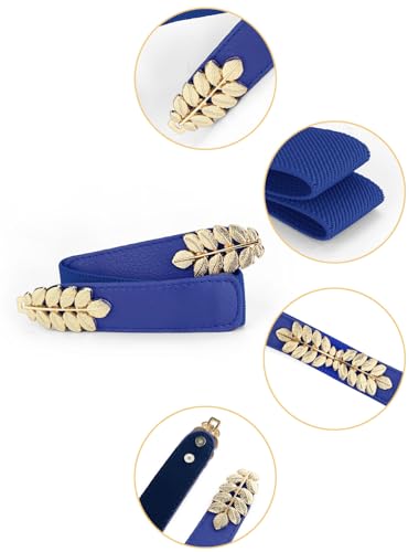 uxcell® Women Leaf Shaped Interlocking Buckle 2.5cm Wide Stretch Cinch Belt2