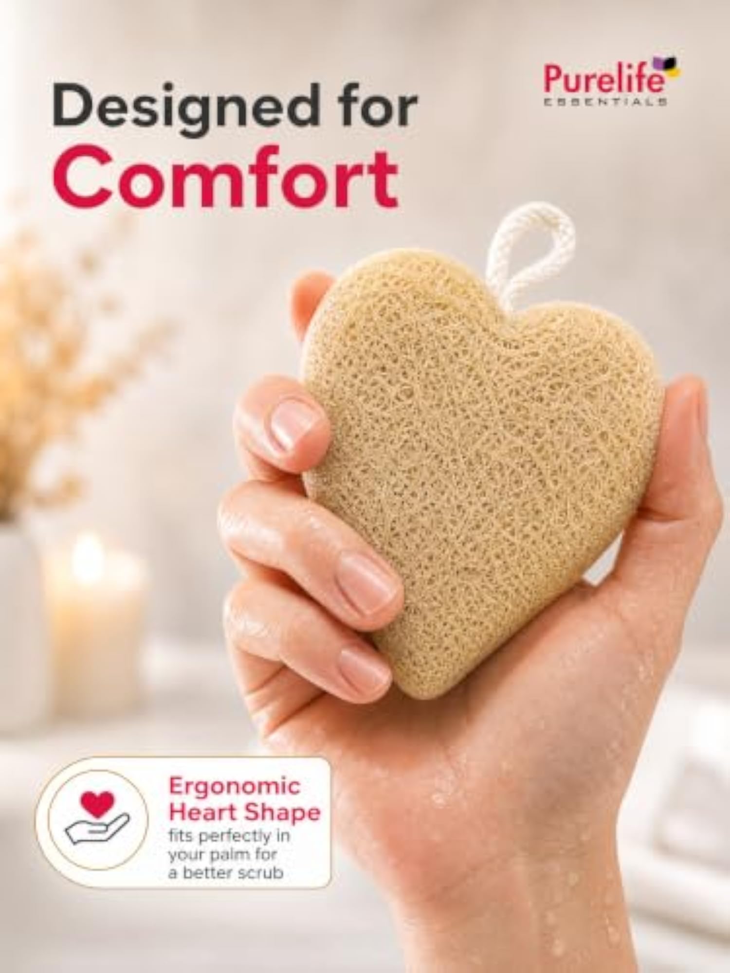 Heart Shape Organic Natural Loofah, Pack of 2