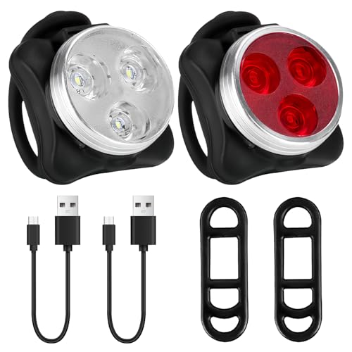 Pack Bike Light Set Rechargeable Bicycle Lights Front and Rear