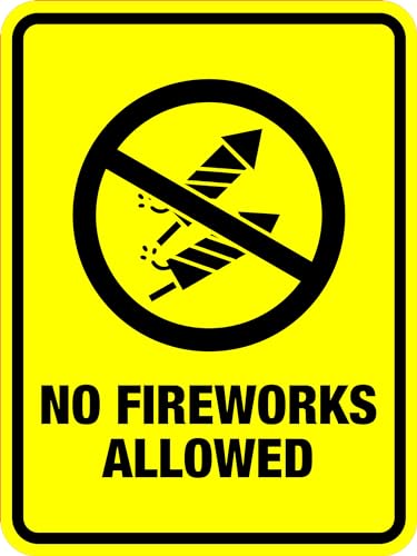 Portrait Round Plus No Fireworks Allowed Wall or Door Sign | Home Safety Sign - Large