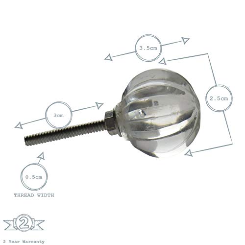Nicola Spring Glass Cupboard Drawer Handle Knobs - Round Design - Pack of 6 - Image 3