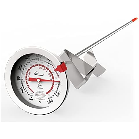 KT THERMO Candy/Deep Fry Thermometer with 12'' Stainless Steel Food Grade Probe and Clip, Fast Instant Read Large 2" Dial,Temperature Range 50 to 550 ºF / 20 to 280°C Cover
