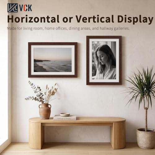 Image of VCK 13x19 Picture Frame 5 Pack, Brown Exclusive Wood, HD Glass, for Prints