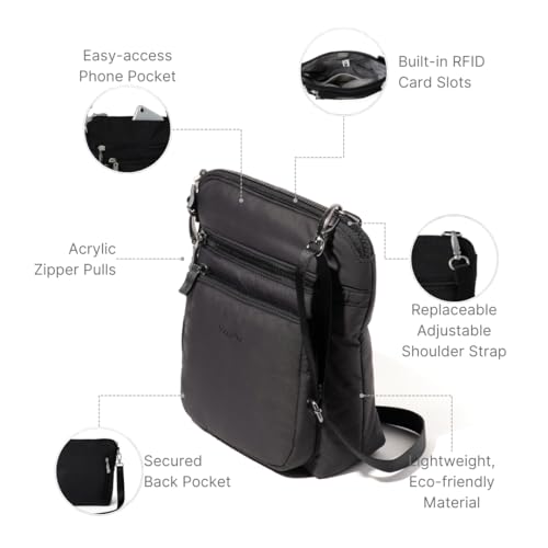Image of Baggallini Modern Pocket Crossbody Bag for Women, 8.5 inchx8.5 inch Handbag Purse with RFID, Lightweight Water-Resistant