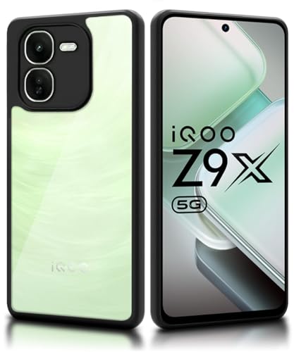Image of WOW IMAGINE Shockproof Hybrid Back Cover for iQOO Z9x 5G | Hard Slim fit Back Case | PC & TPU | Clear Transparent Case - Black