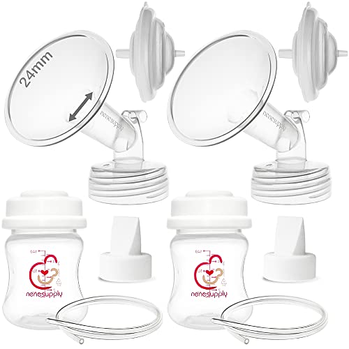 Image of Nenesupply Pump Parts Compatible with Spectra S2 S1 9 Plus Breast Pump to Replace Spectra Pump Parts S2 Accessories Flange 24mm Duckbill Valve Tubing Bottles Backflow Protector