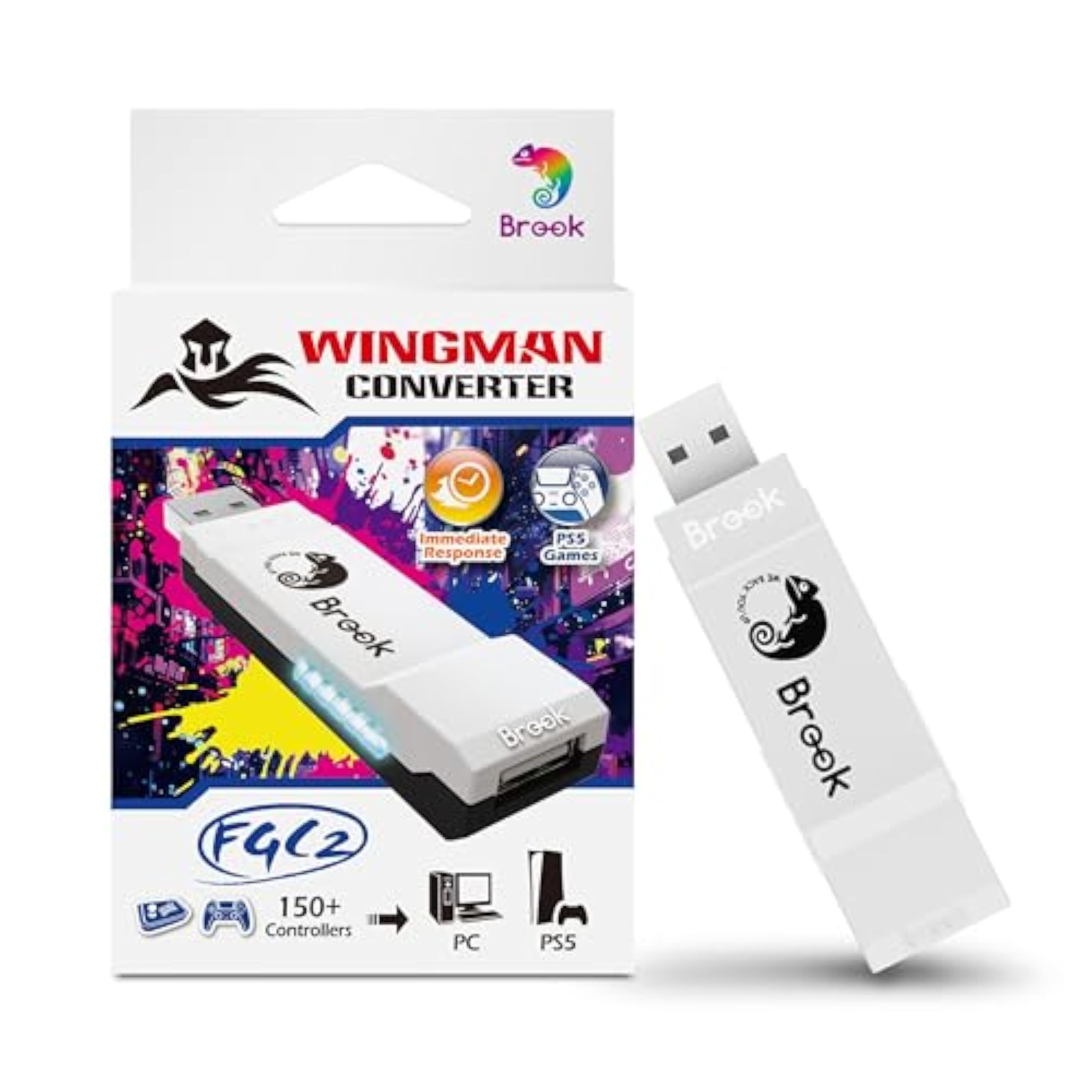 Brook Wingman FGC2 Converter - Arcade Joystick Adaptador Gamepad para PS5 y PC, compatible con todos los juegos de PS5