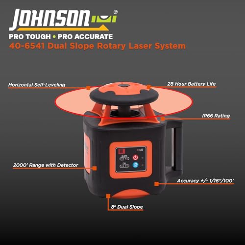 Image of Johnson Level & Tool 40-6541 High Accuracy Dual Slope Rotary Laser System, Red, 1 Kit
