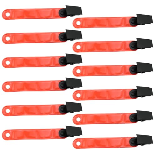 SQXBK 12PCS Outdoor Fluorescent Hunting Clips Orange 3.93 x 0.55 inches PVC Outdoor Road Markers Reflective Marking Tape for Night and Day for Running Camping and Travel