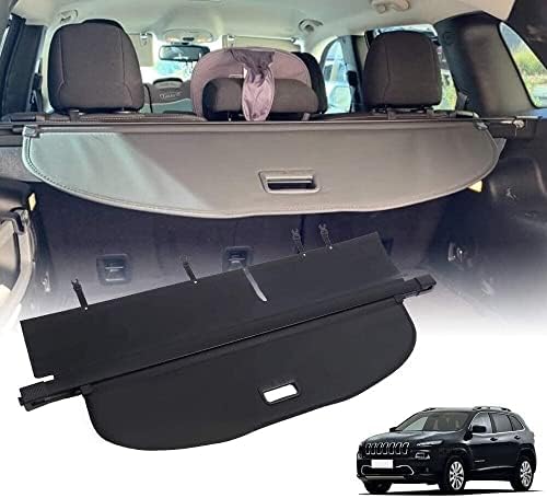 VESUL Retractable Cargo Cover Compatible with Jeep Cherokee 2014-2018 Security Shade Shield Anti-Peeping Luggage Privacy Screen with Extra Canvas Cover Black