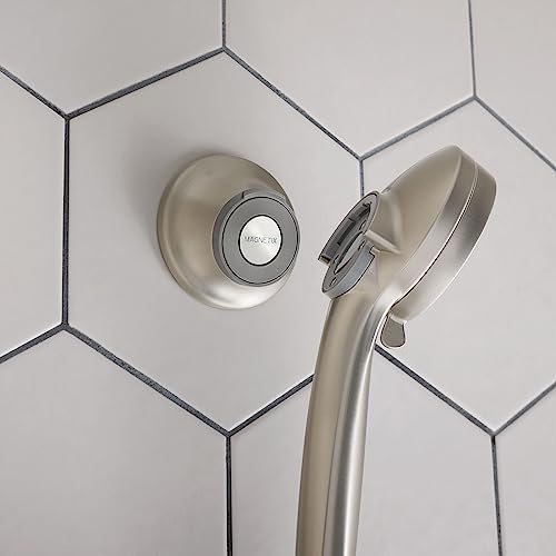 Image of Moen 186117BN Remote Dock for Magnetix Handshowers with Included Wall Bracket or Permanent Waterproof Adhesive Options, Brushed Nickel